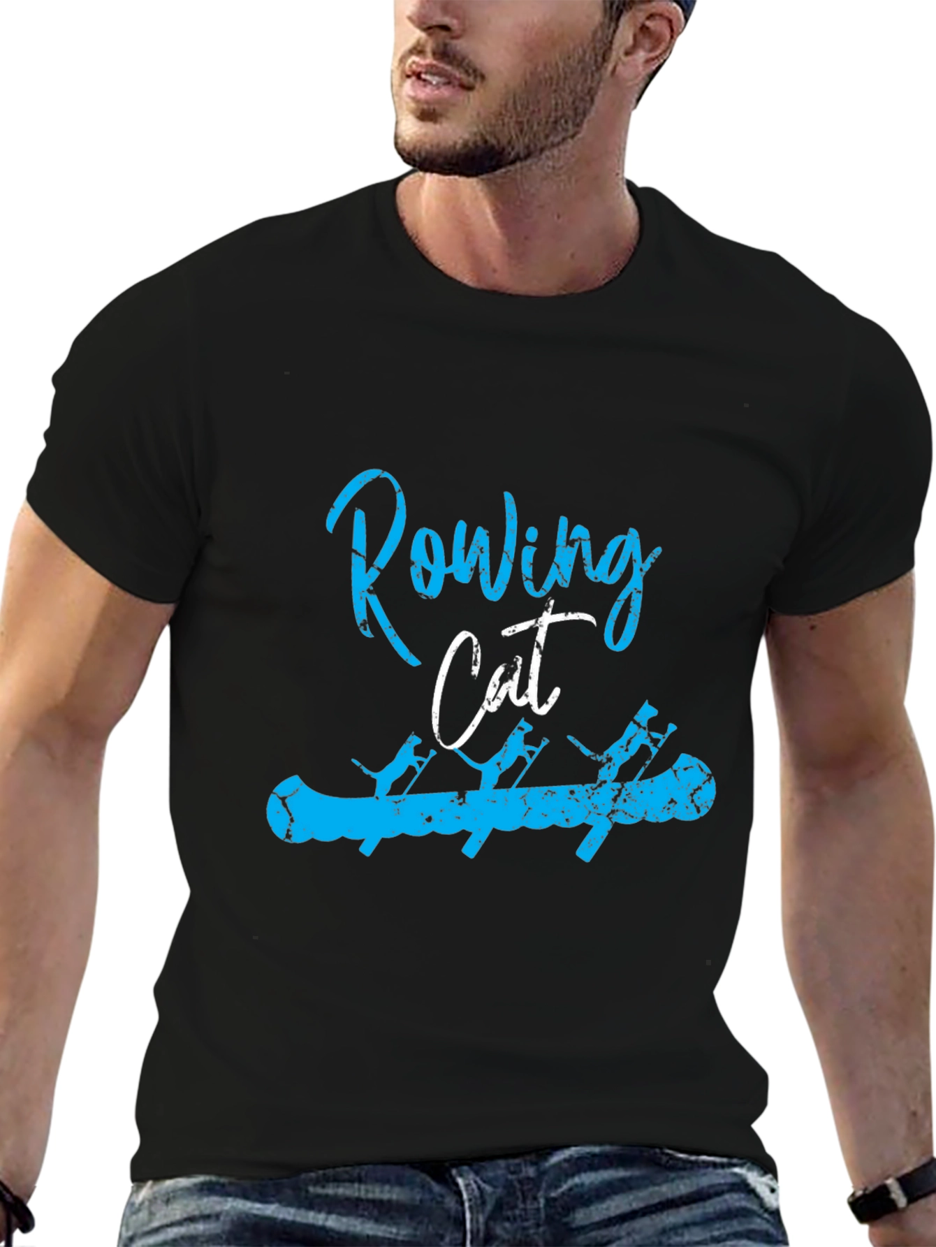 Rowing Cat T-Shirt - Unique Design