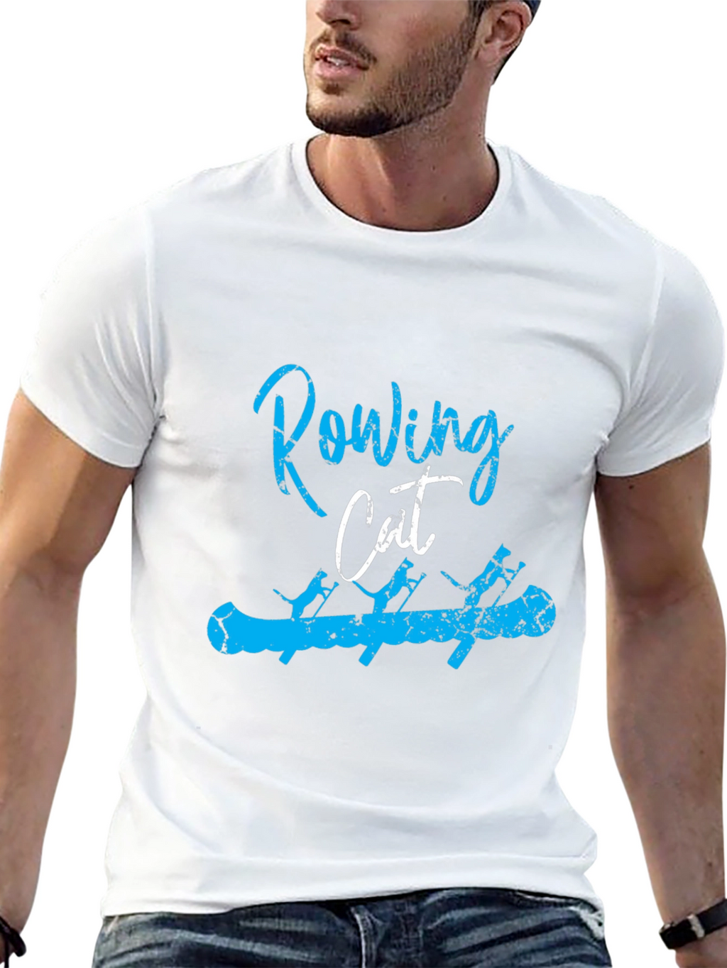 Rowing Cat T-Shirt - Unique Design