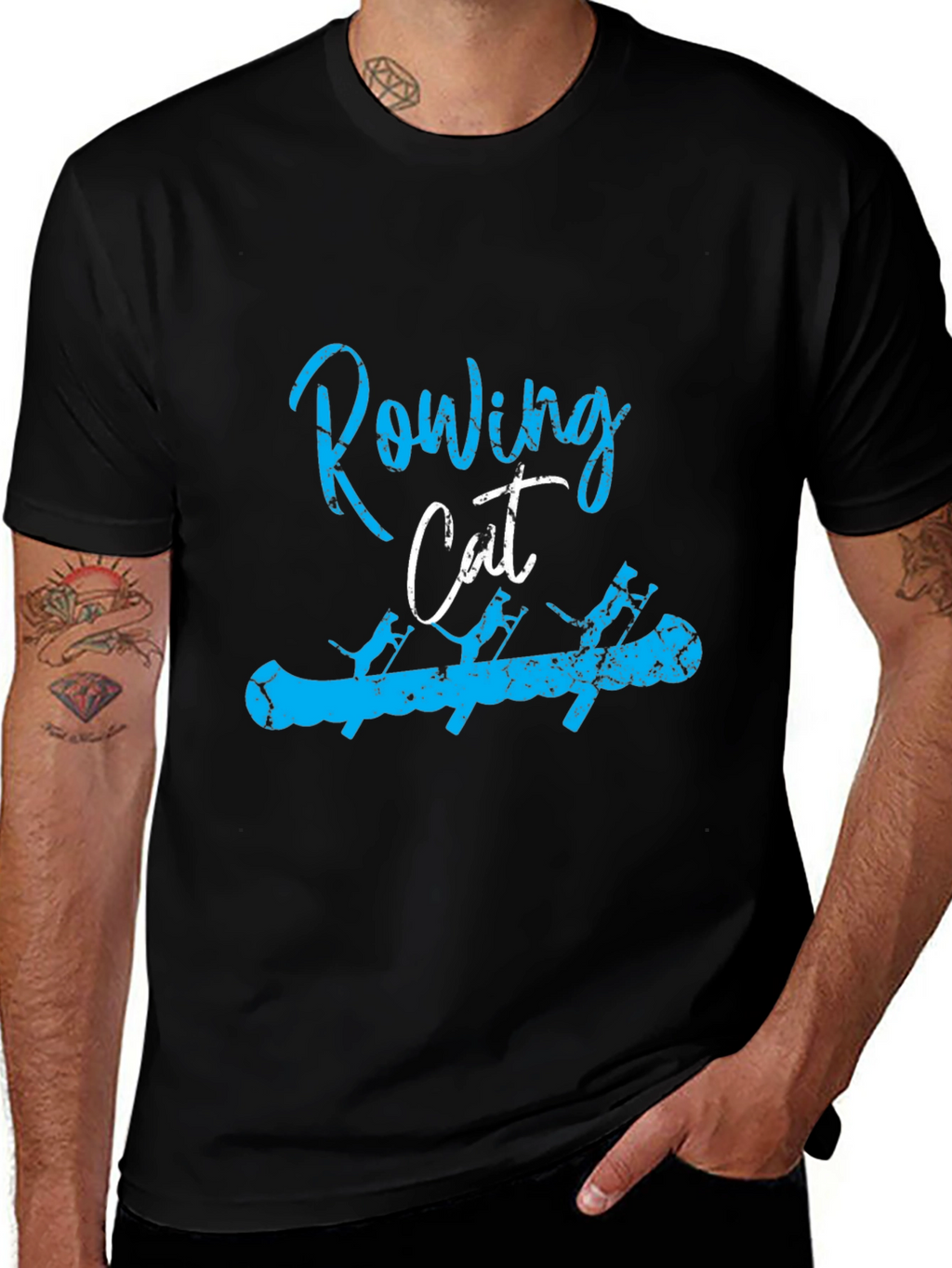 Rowing Cat T-Shirt - Unique Design