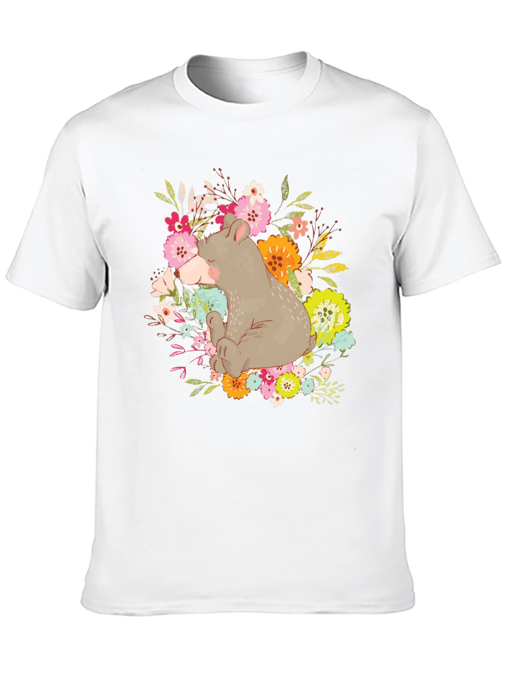 Cute Bear Floral T-Shirt - Unisex Graphic Tee