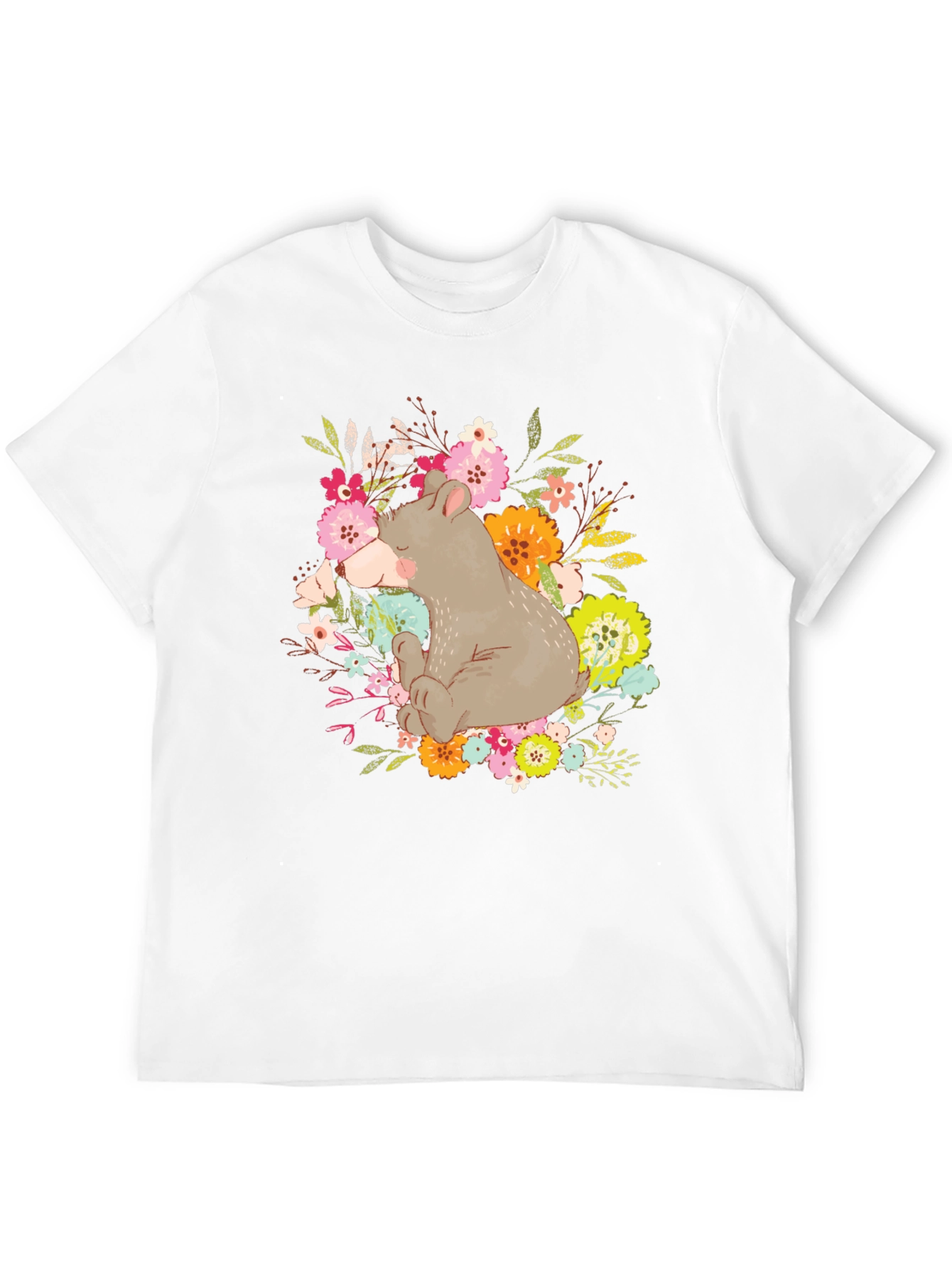 Cute Bear Floral T-Shirt - Unisex Graphic Tee