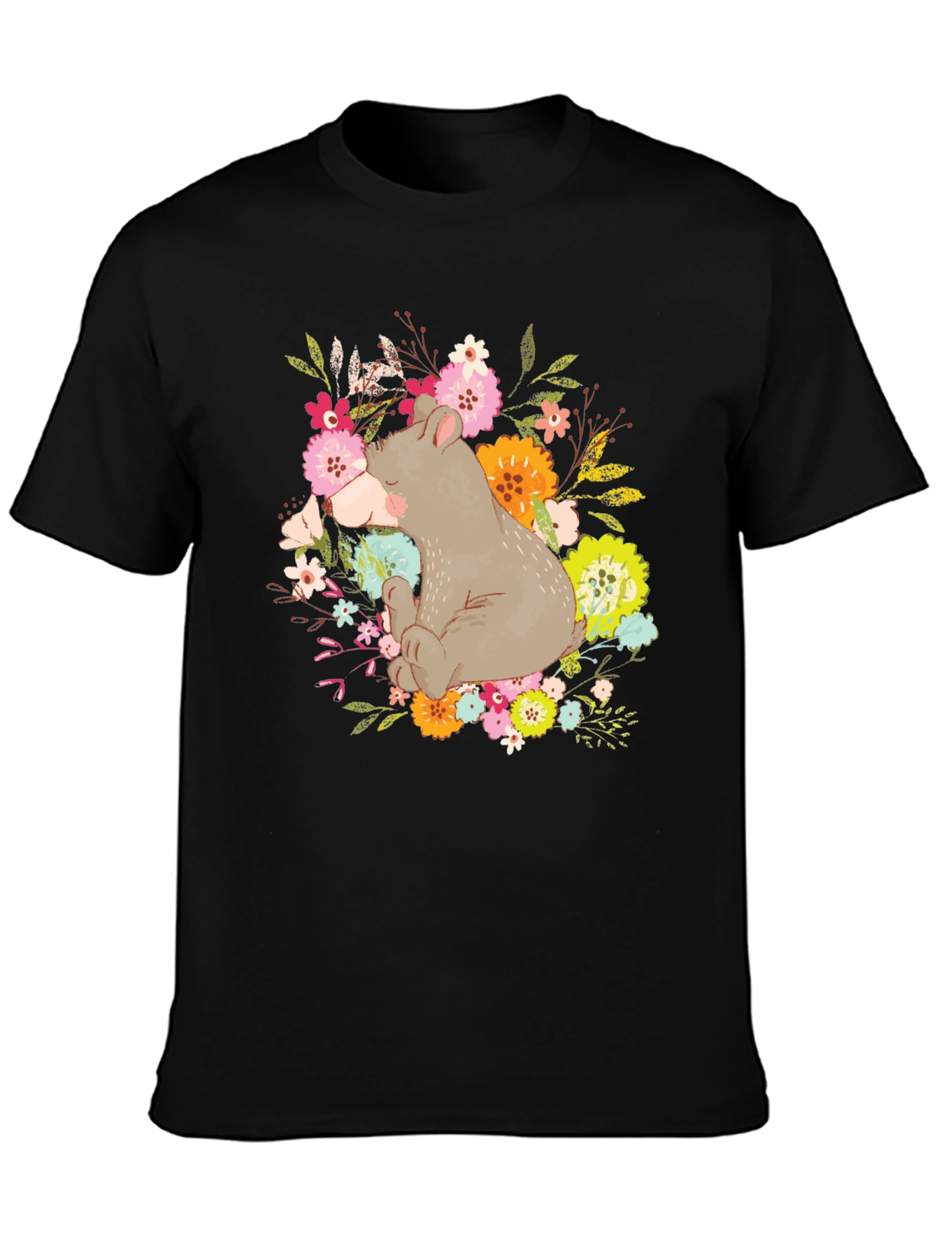 Cute Bear Floral T-Shirt - Unisex Graphic Tee
