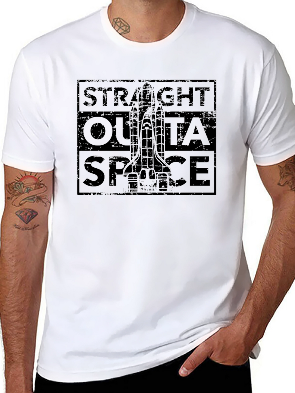 Straight Outta Space Black Graphic T-Shirt