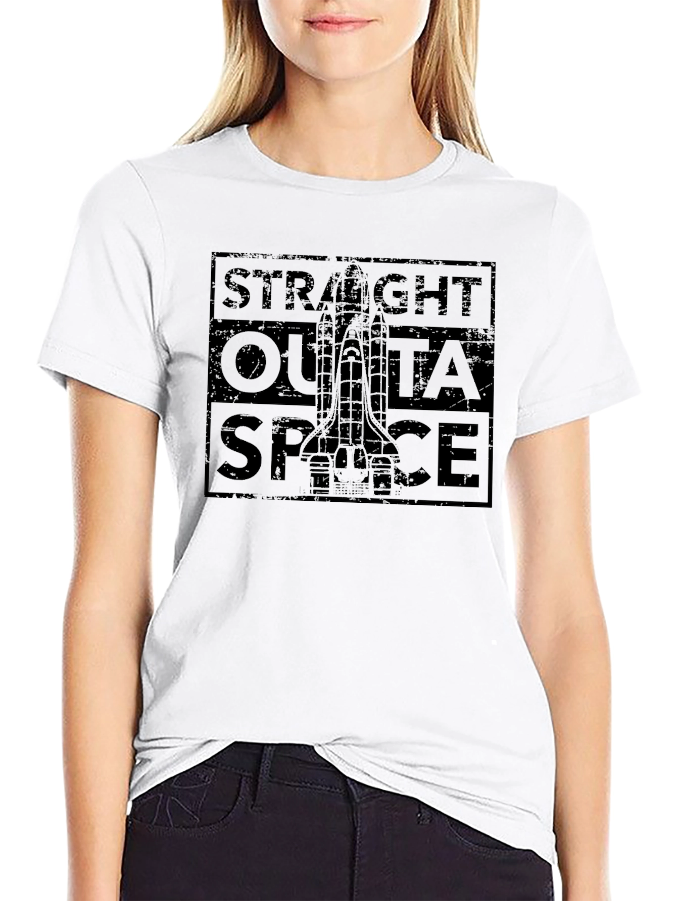 Straight Outta Space Black Graphic T-Shirt
