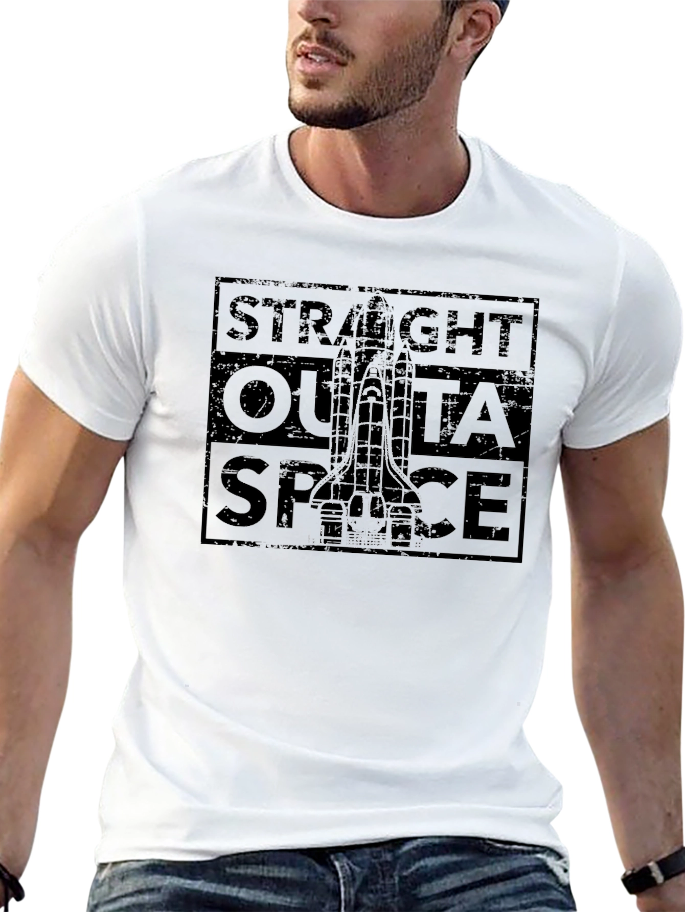 Straight Outta Space Black Graphic T-Shirt
