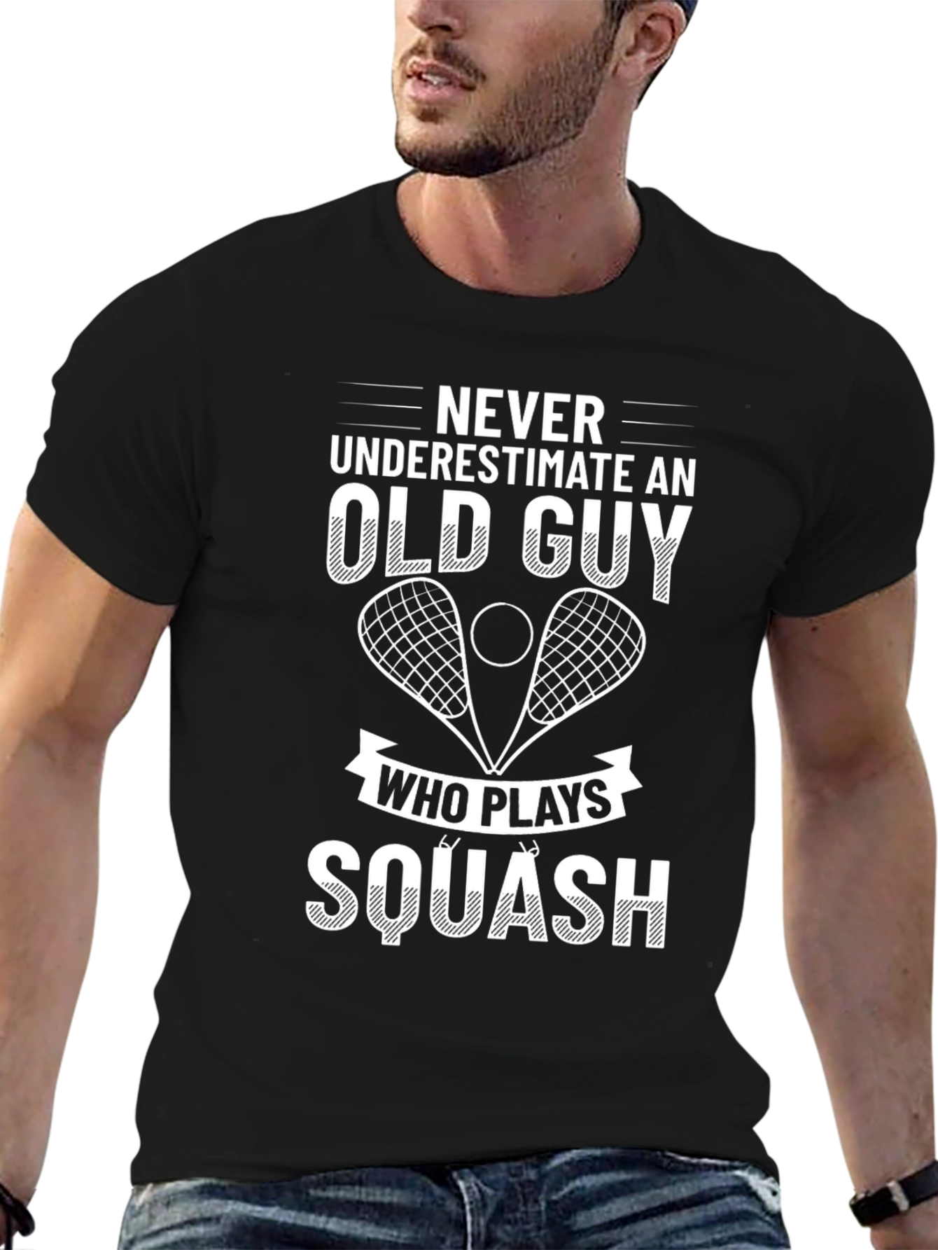 Never Underestimate Old Guy Squash Player T-Shirt
