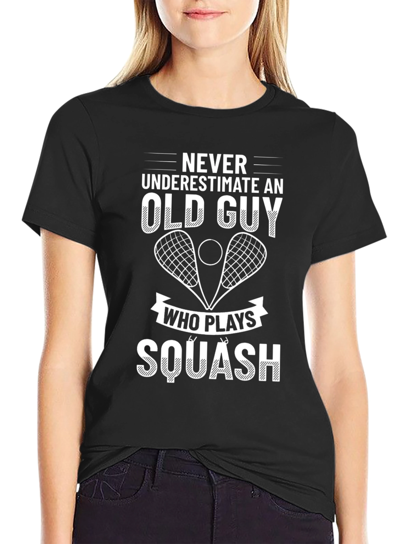Never Underestimate Old Guy Squash Player T-Shirt