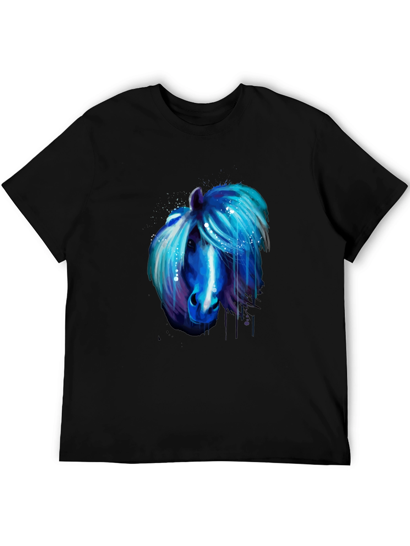 Blue Horse Graphic Tee - Unique Artistic Design