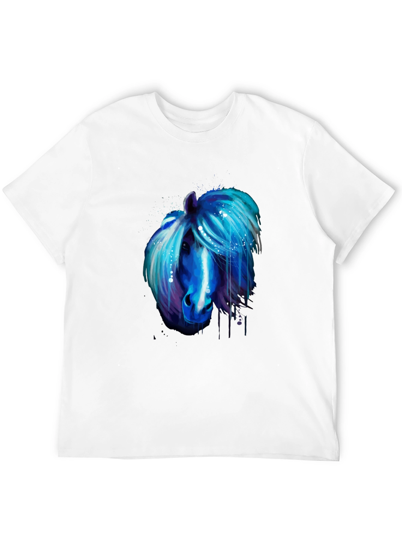 Blue Horse Graphic Tee - Unique Artistic Design