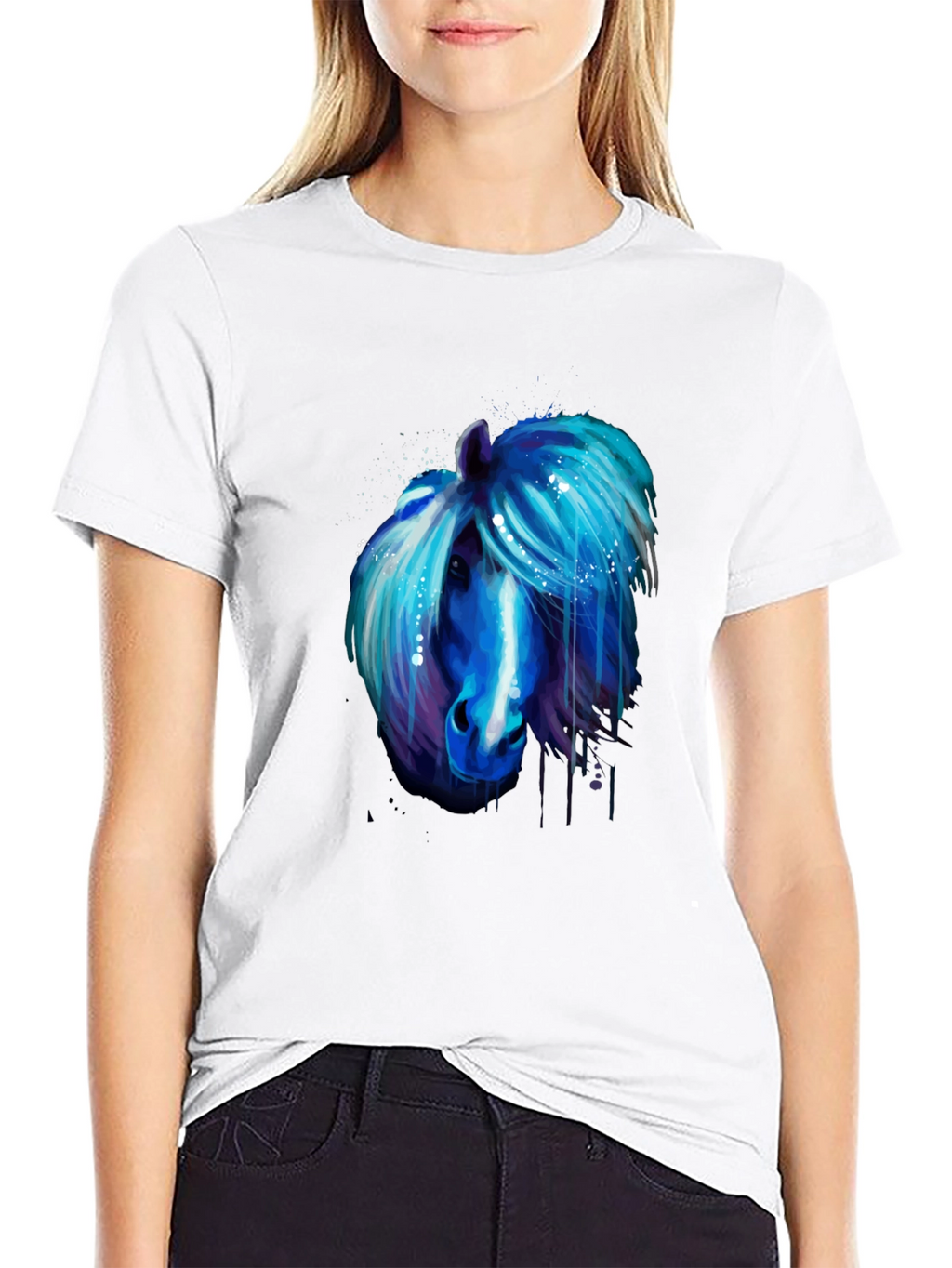 Blue Horse Graphic Tee - Unique Artistic Design