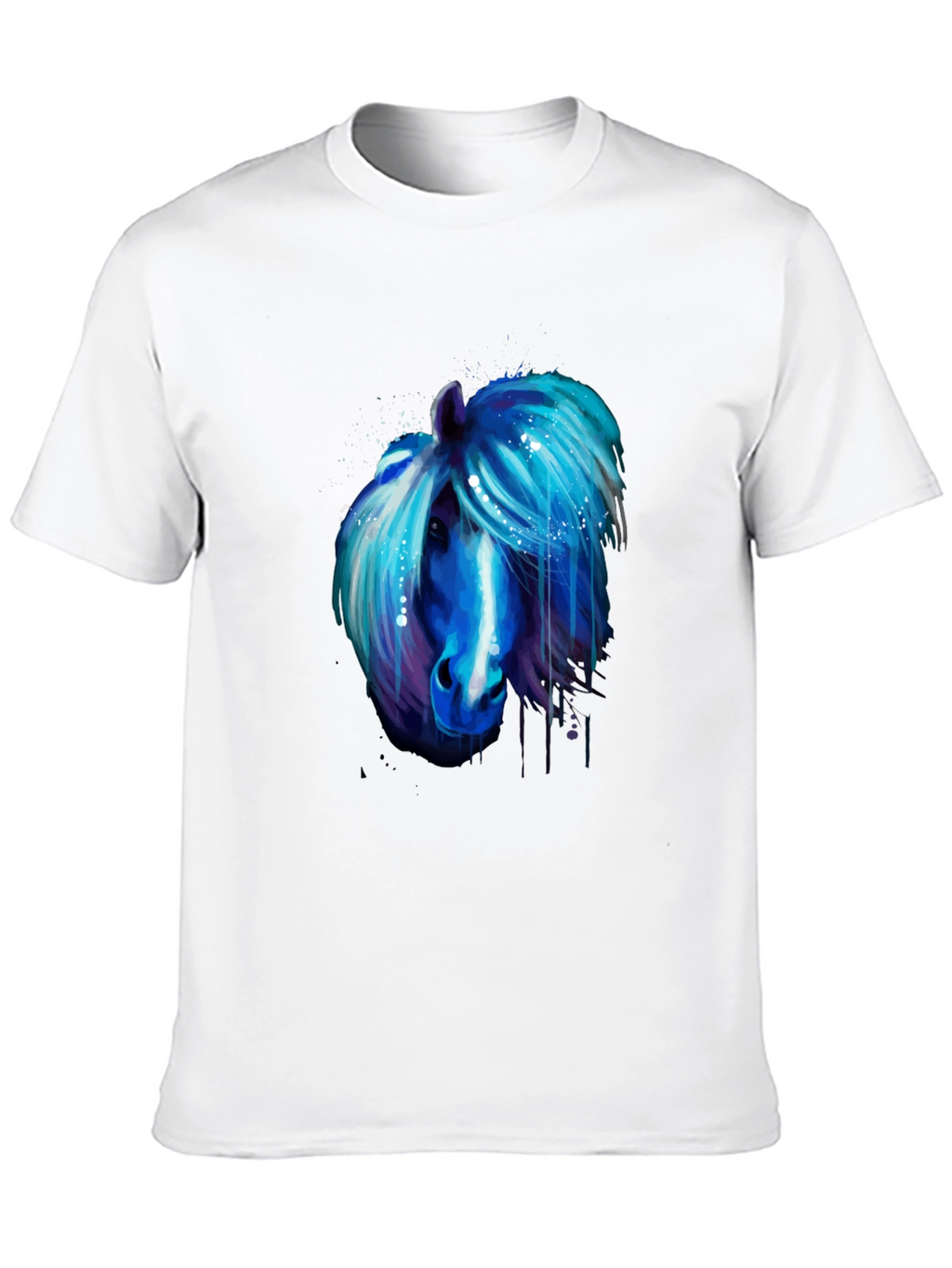 Blue Horse Graphic Tee - Unique Artistic Design