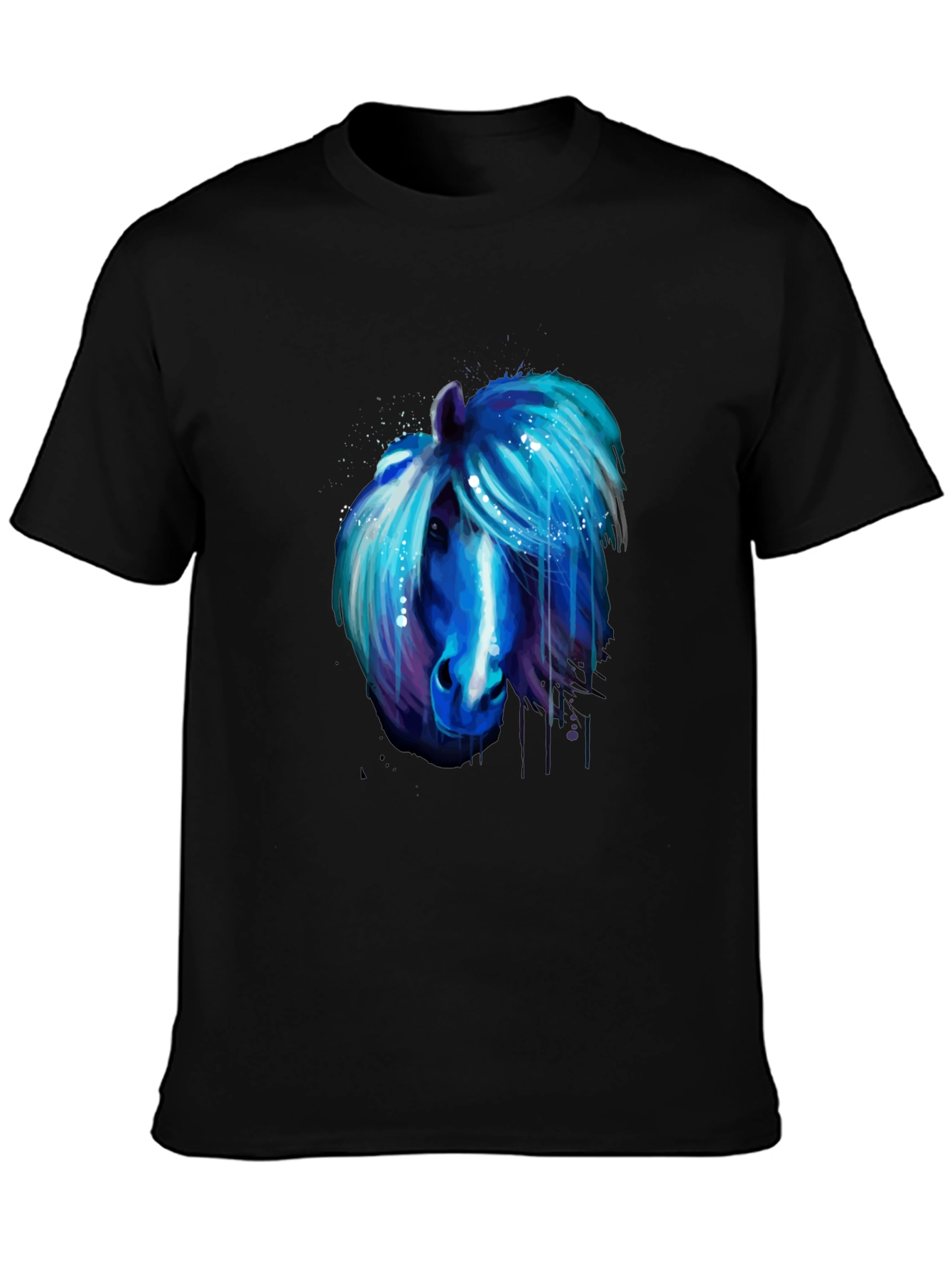 Blue Horse Graphic Tee - Unique Artistic Design