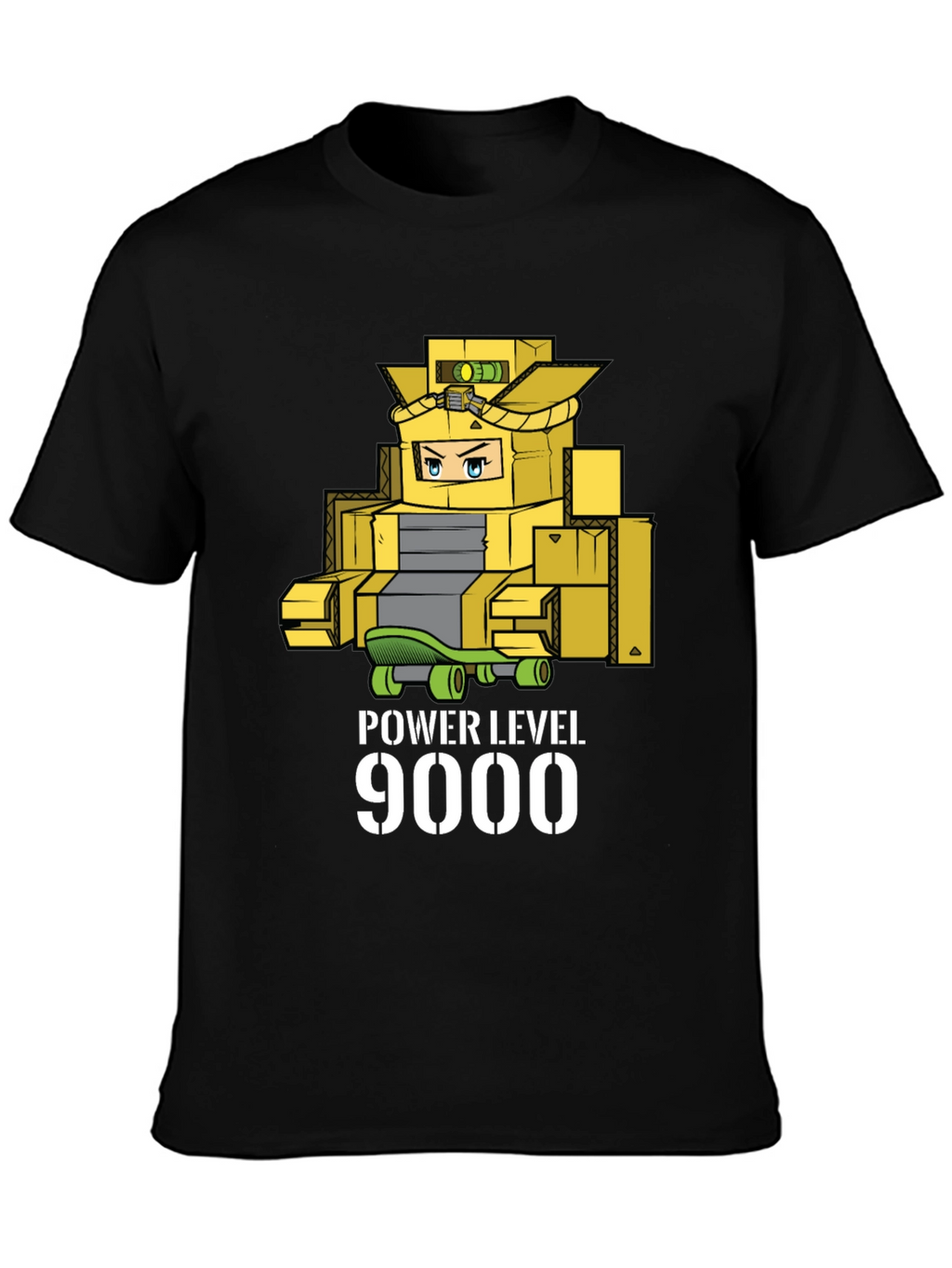 Power Level 9000 Cardboard Robot T-Shirt