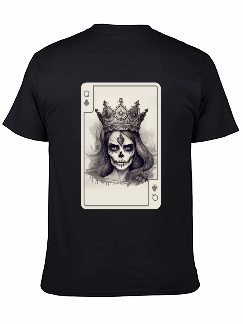 Queen of Spades Card Graphic Tee - Skull Crown