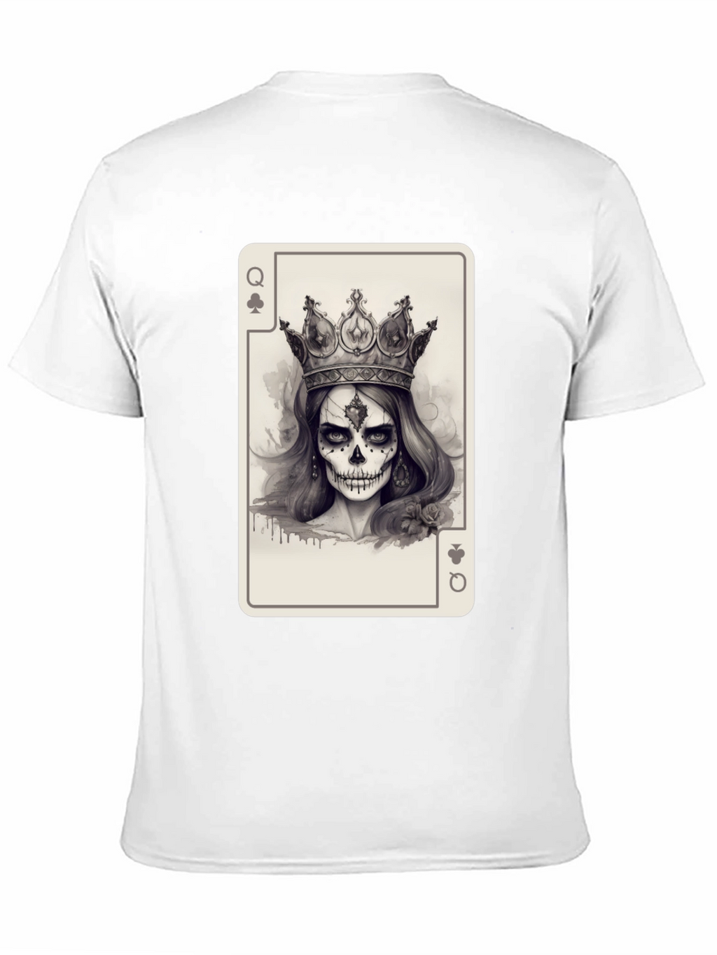 Queen of Spades Card Graphic Tee - Skull Crown