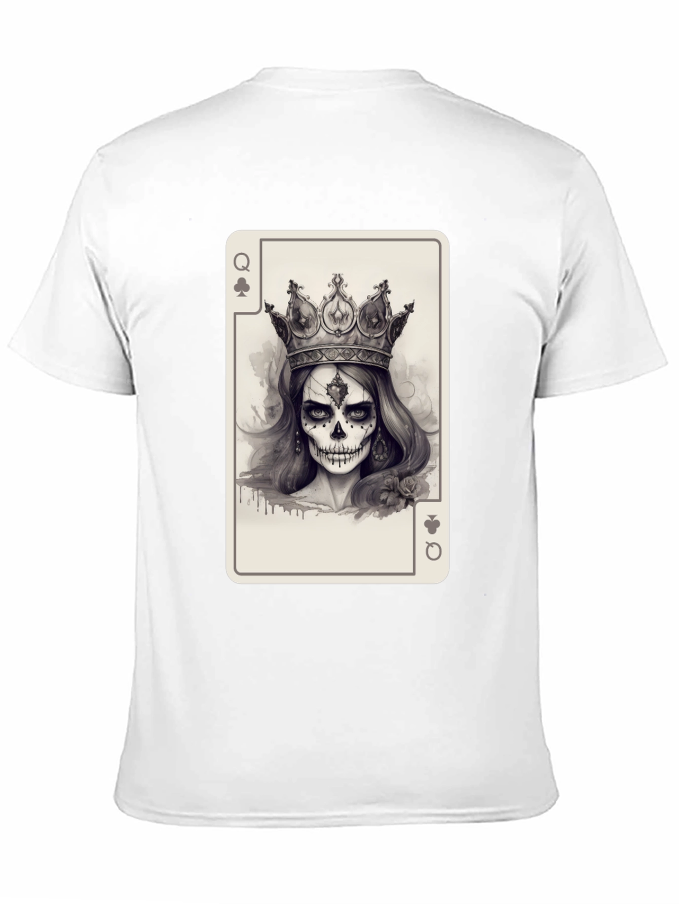 Queen of Spades Card Graphic Tee - Skull Crown