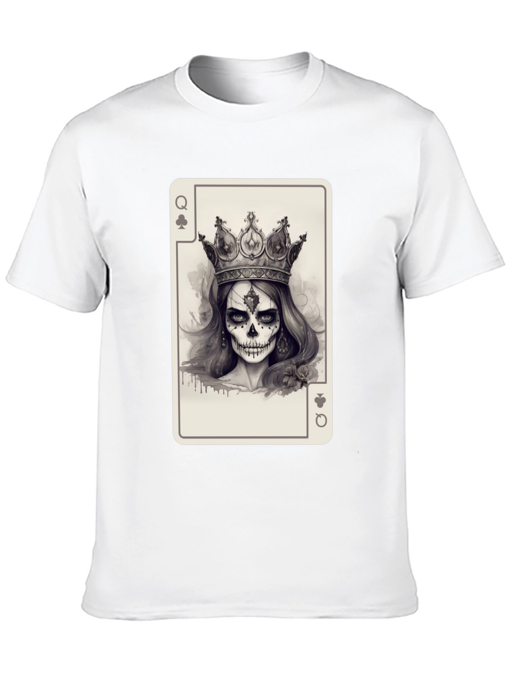 Queen of Spades Card Graphic Tee - Skull Crown