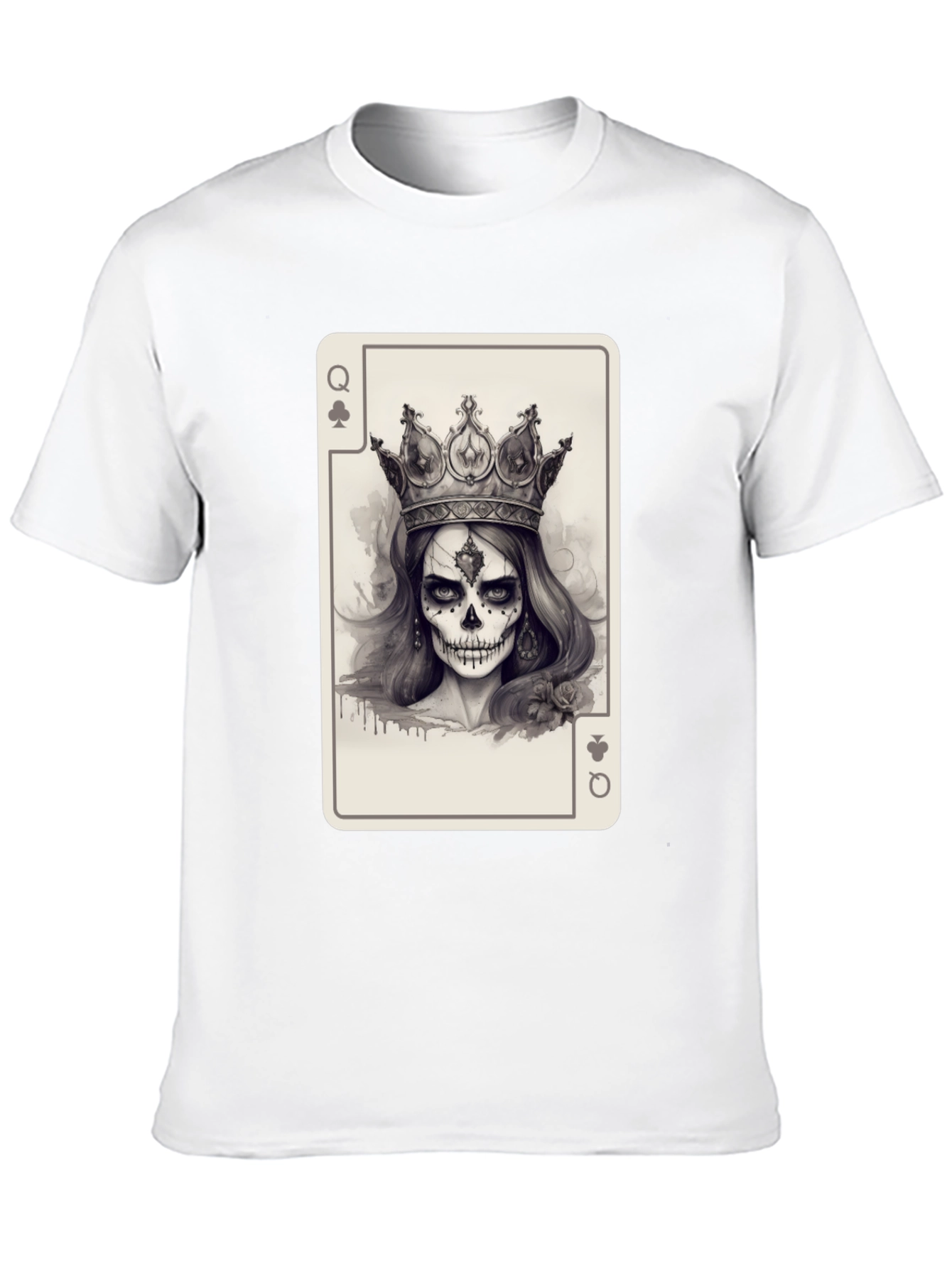 Queen of Spades Card Graphic Tee - Skull Crown