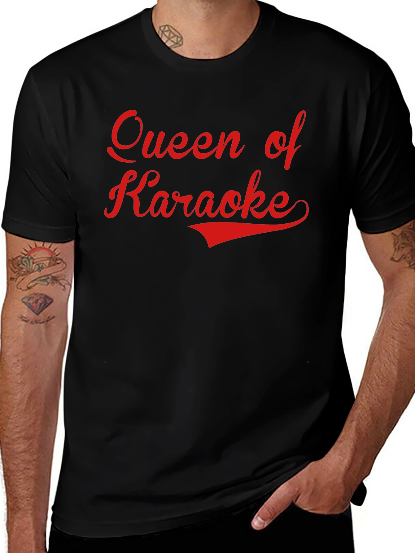 Queen of Karaoke T-Shirt - Black Red Text