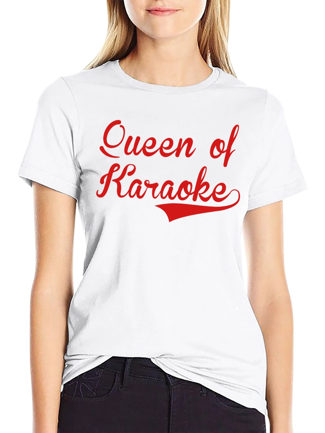 Queen of Karaoke T-Shirt - Black Red Text