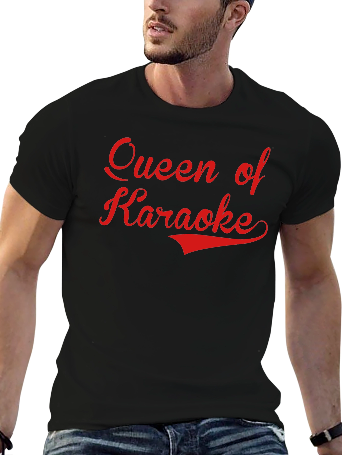 Queen of Karaoke T-Shirt - Black Red Text
