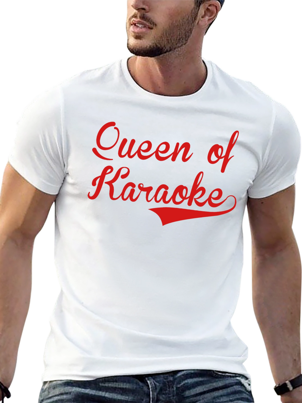 Queen of Karaoke T-Shirt - Black Red Text