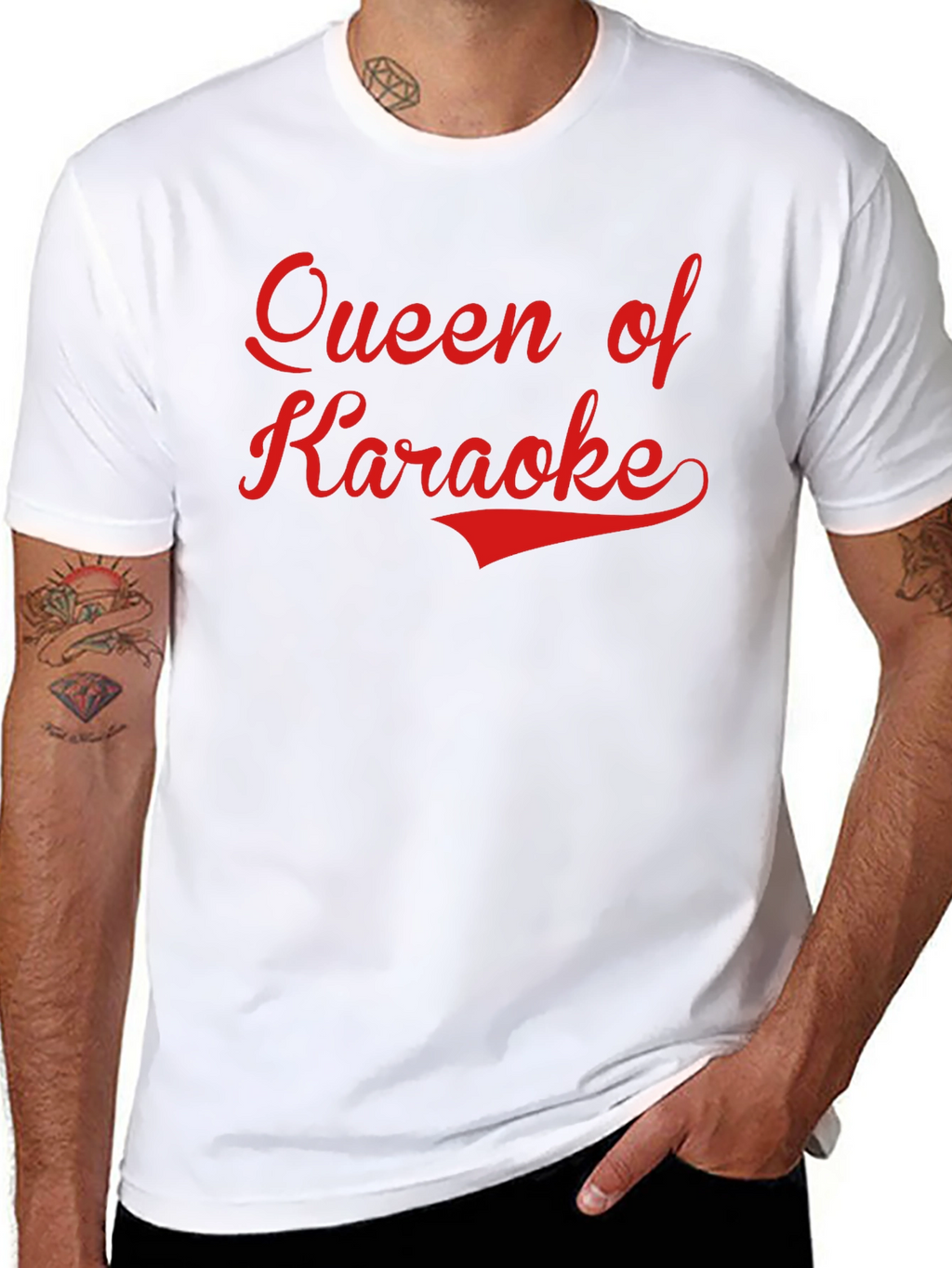 Queen of Karaoke T-Shirt - Black Red Text