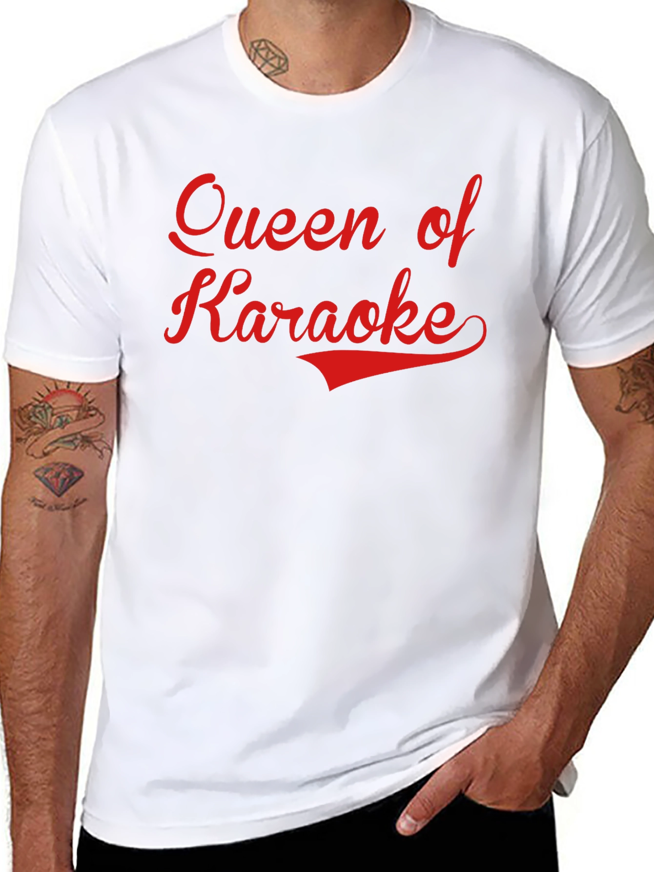 Queen of Karaoke T-Shirt - Black Red Text
