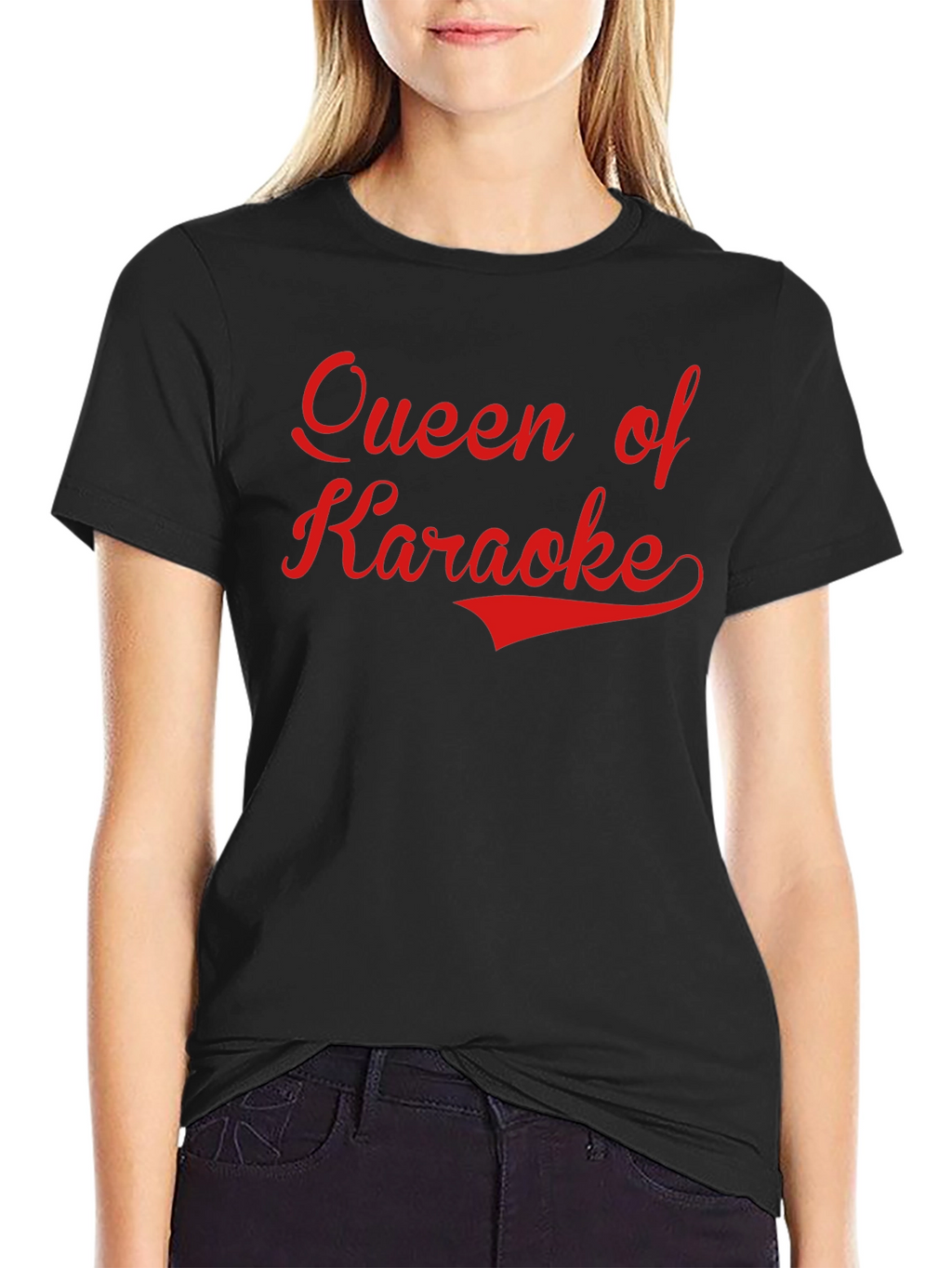 Queen of Karaoke T-Shirt - Black Red Text