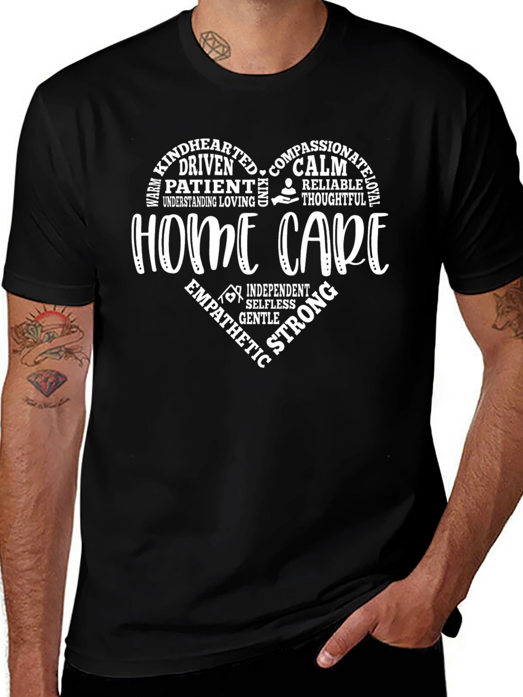 Home Care Heart Word Art T-Shirt