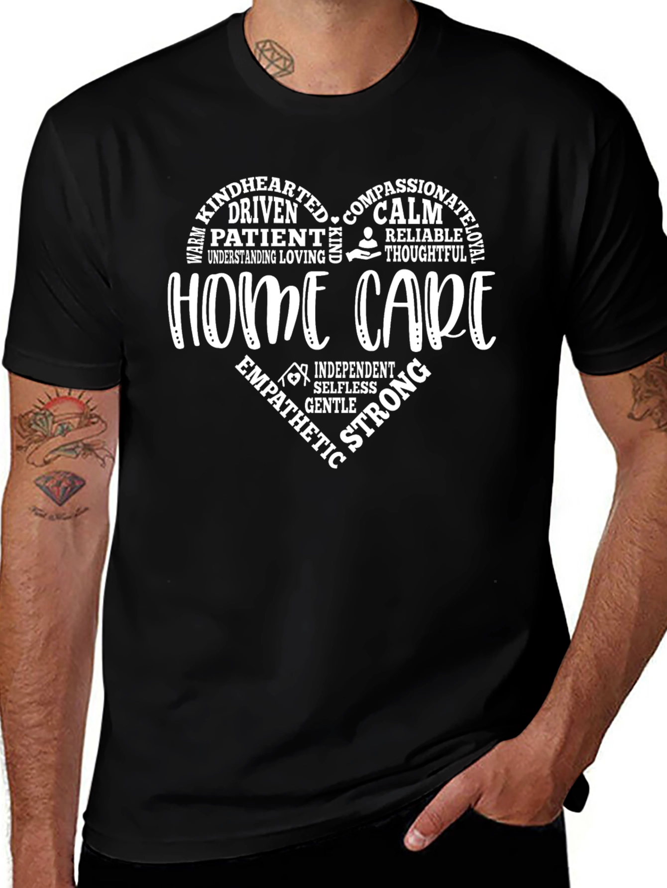 Home Care Heart Word Art T-Shirt