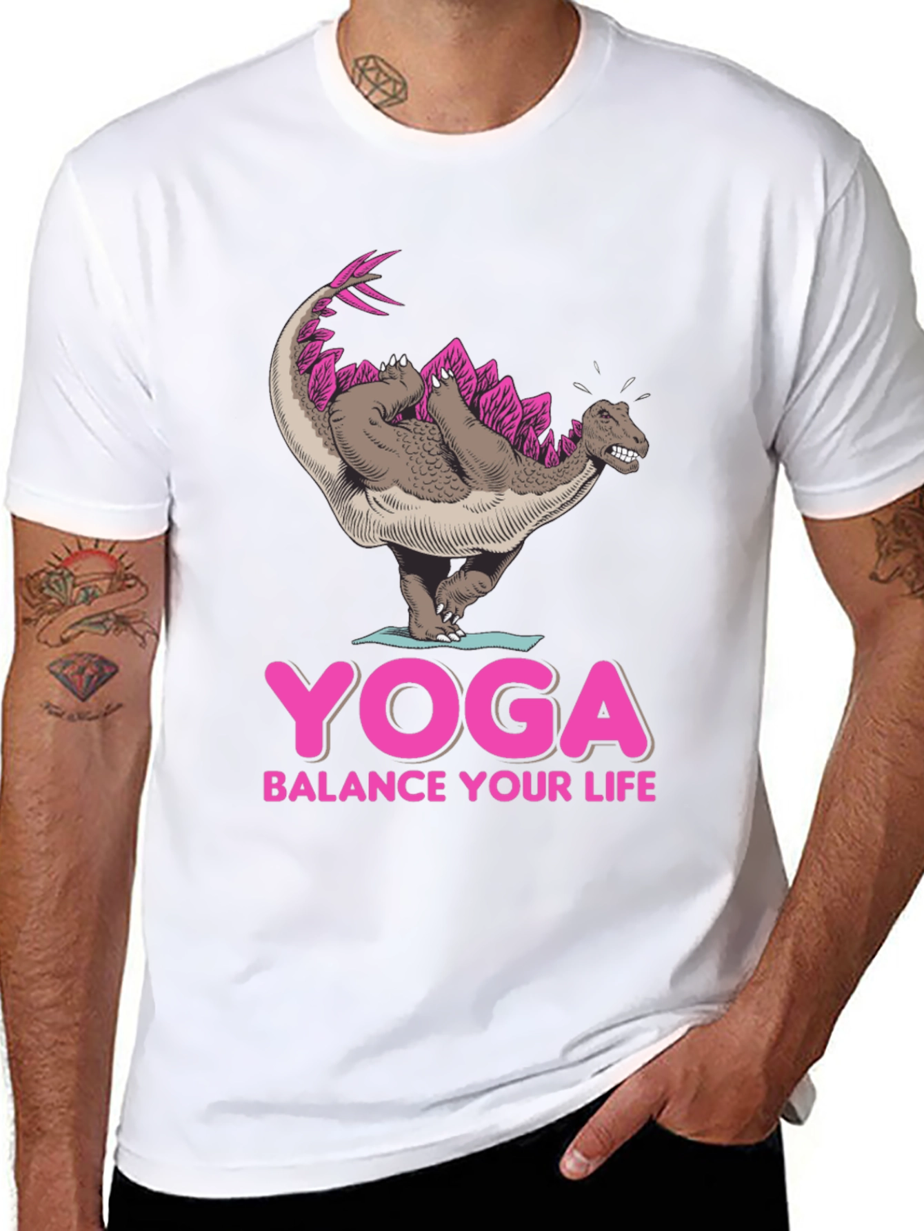 Yoga Dinosaur Graphic Tee - Balance Your Life