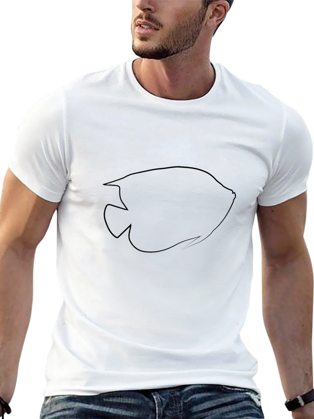 Black Fish Outline Tee - Modern Casual Wear