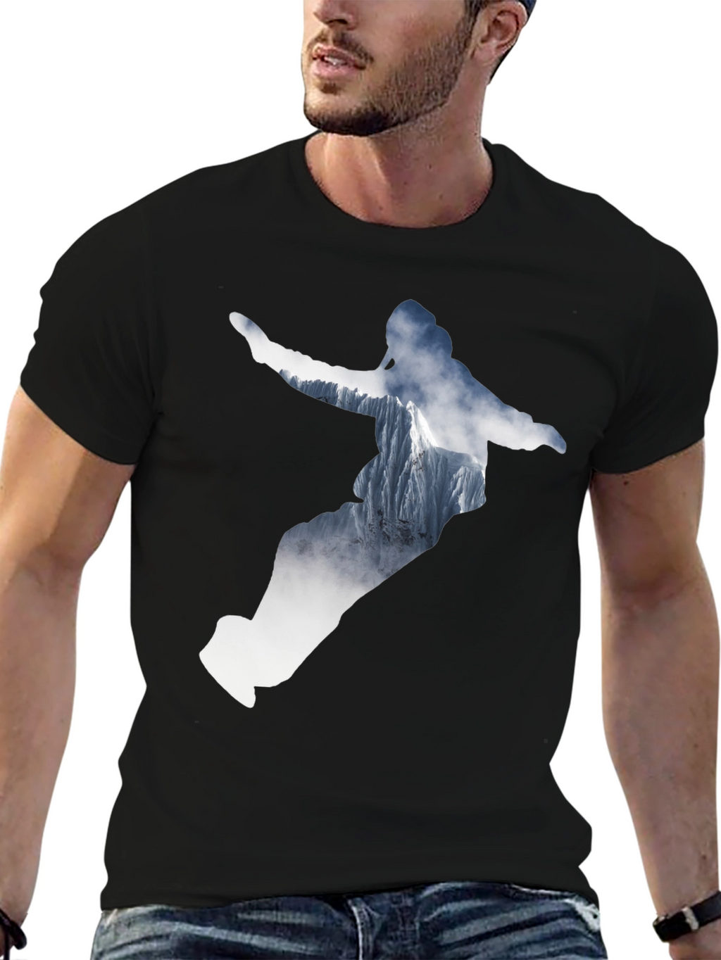 Mountain Rider Graphic Tee - Black Cotton Shirt