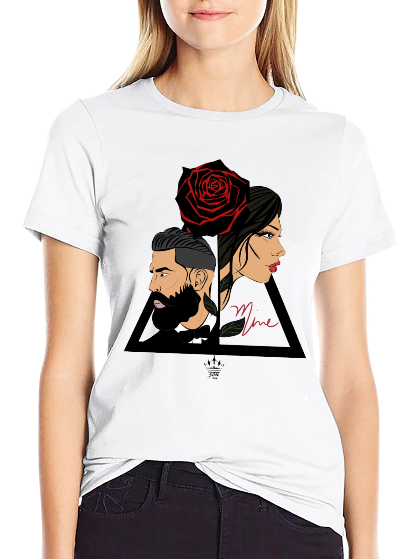 Elegant Graphic Tee - Man Woman & Rose