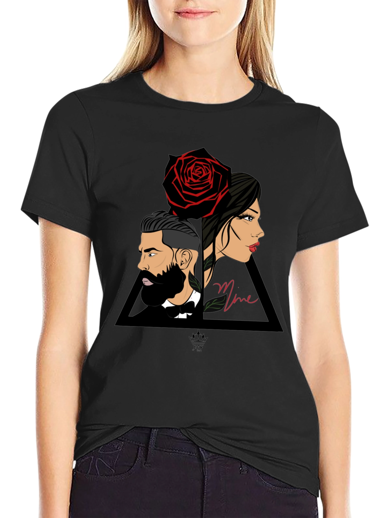 Elegant Graphic Tee - Man Woman & Rose