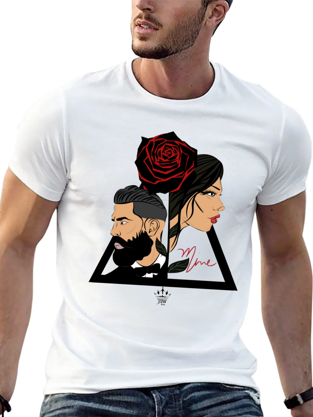 Elegant Graphic Tee - Man Woman & Rose