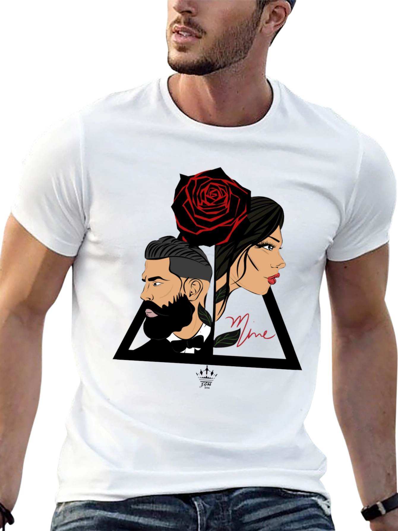 Elegant Graphic Tee - Man Woman & Rose