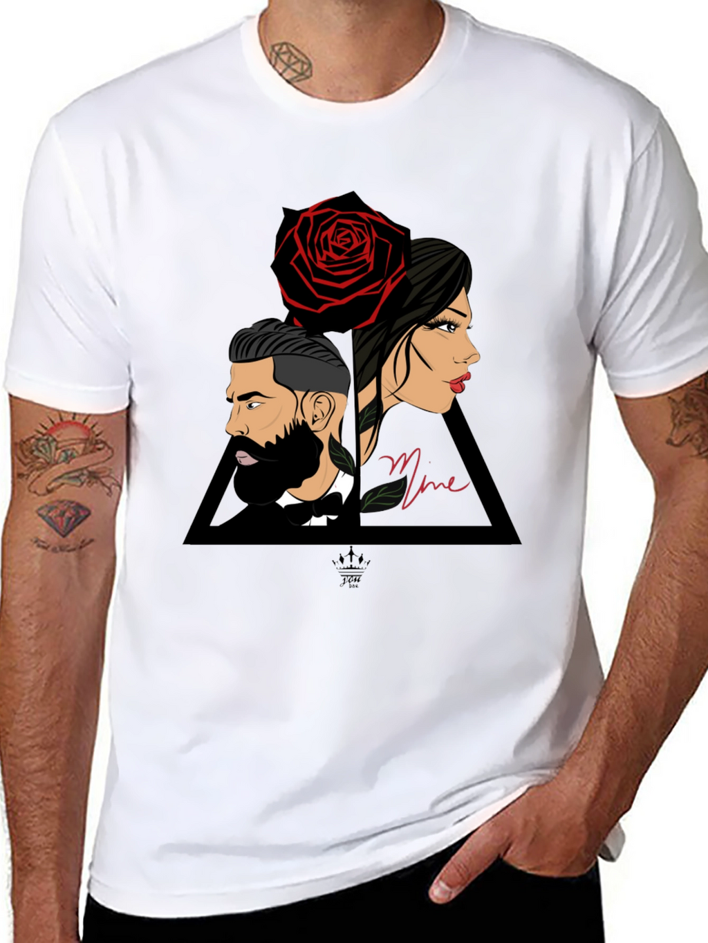 Elegant Graphic Tee - Man Woman & Rose