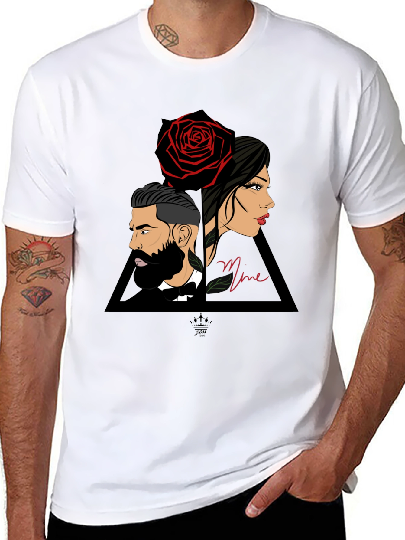 Elegant Graphic Tee - Man Woman & Rose