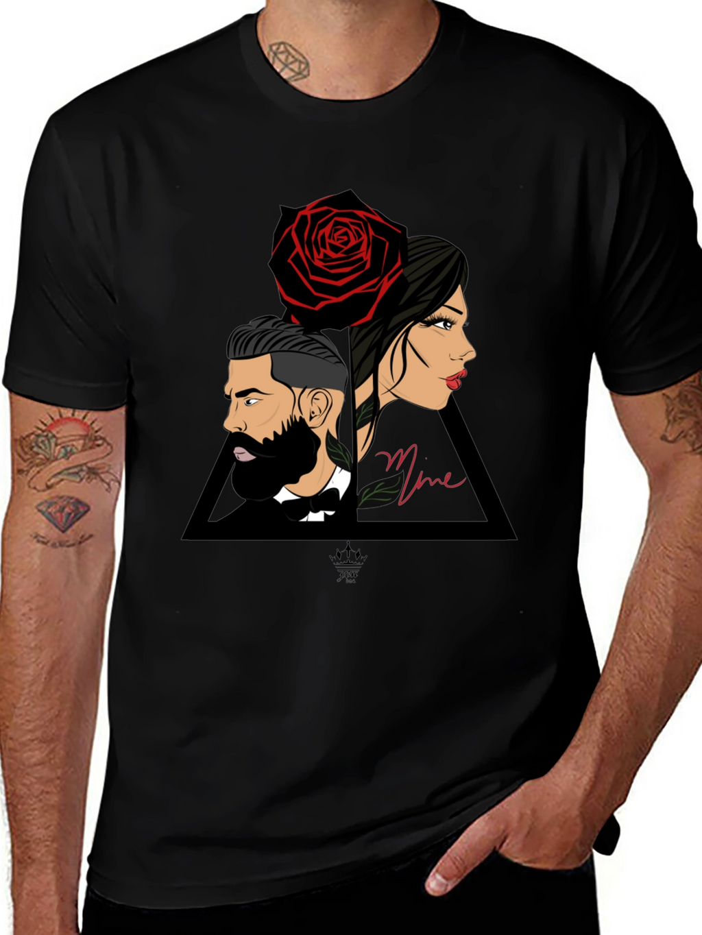 Elegant Graphic Tee - Man Woman & Rose
