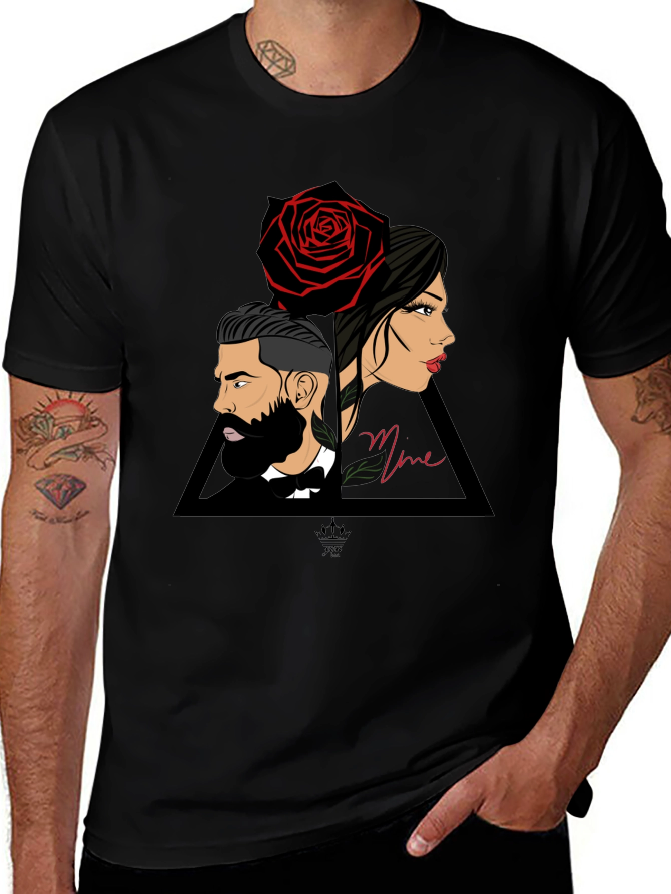 Elegant Graphic Tee - Man Woman & Rose