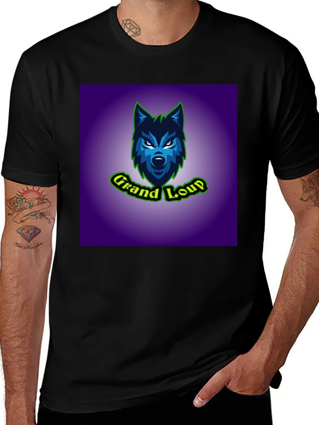 Grand Loup Graphic Tee - Black Cotton T-Shirt