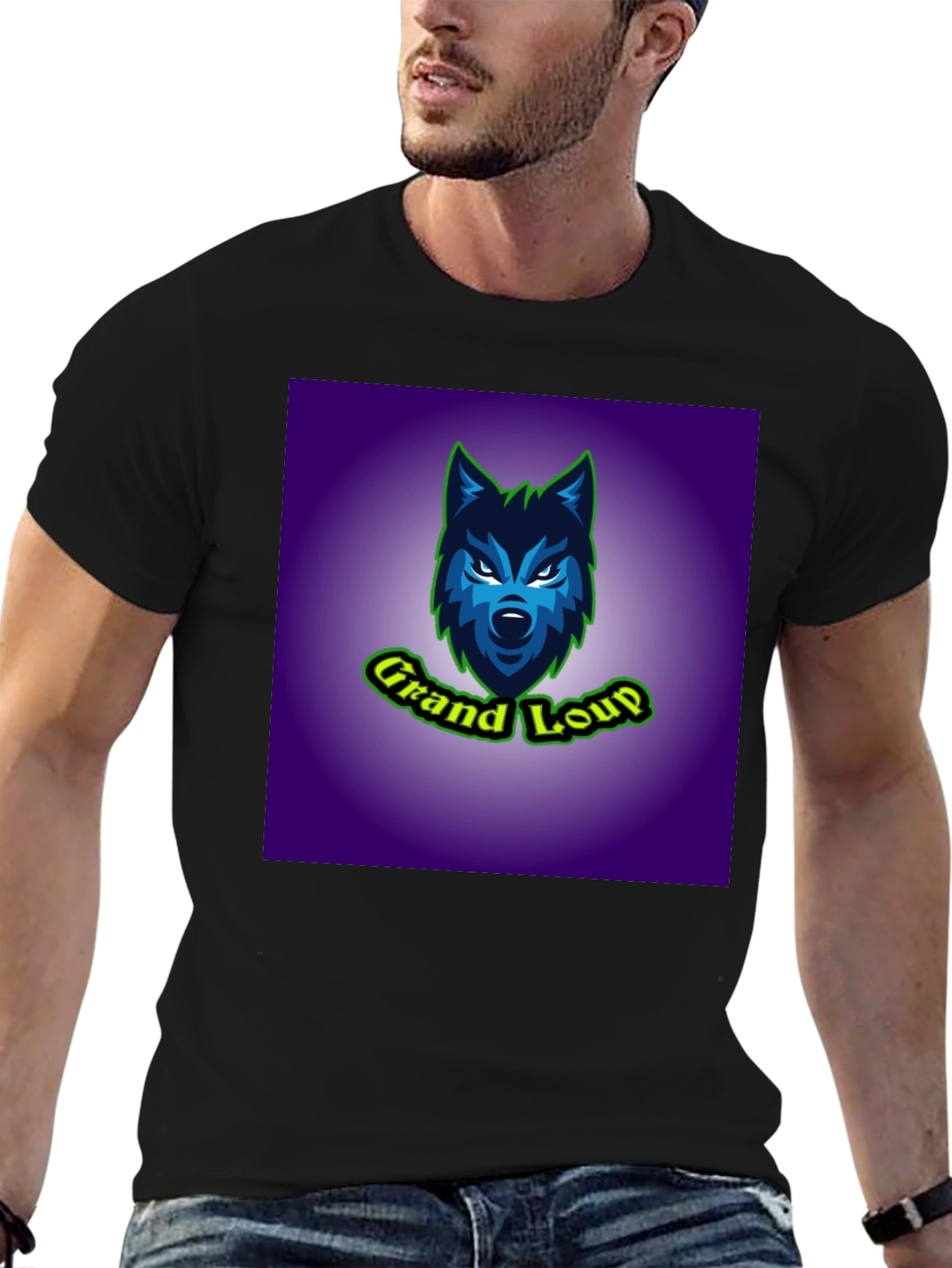 Grand Loup Graphic Tee - Black Cotton T-Shirt