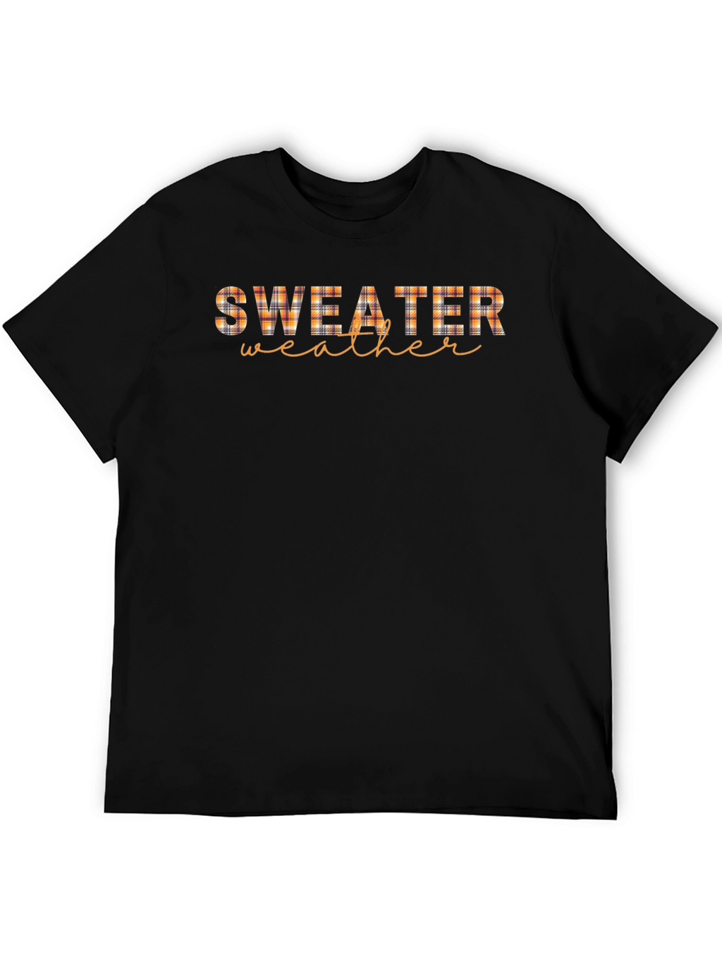 Sweater Weather Plaid Print Black T-Shirt