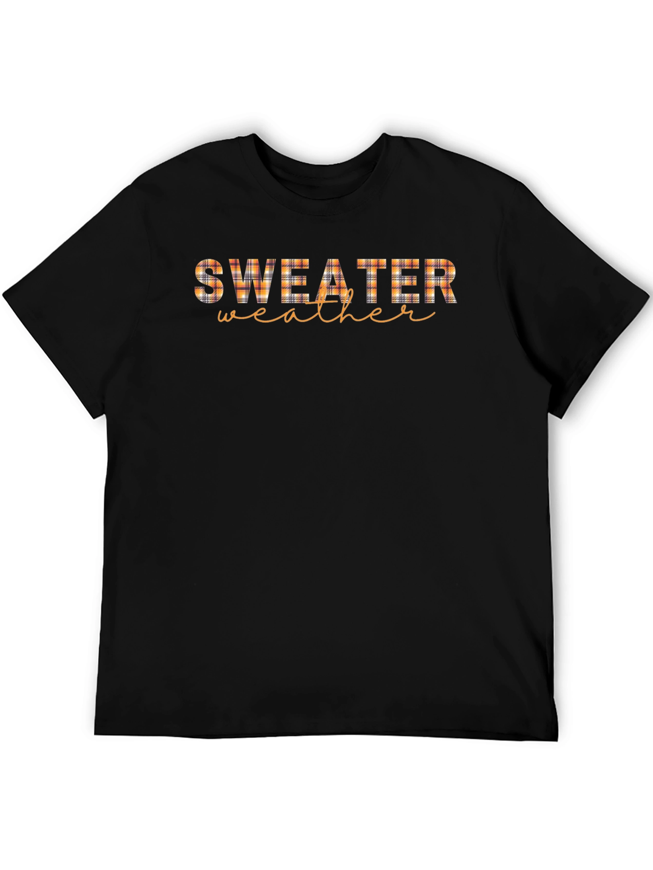 Sweater Weather Plaid Print Black T-Shirt
