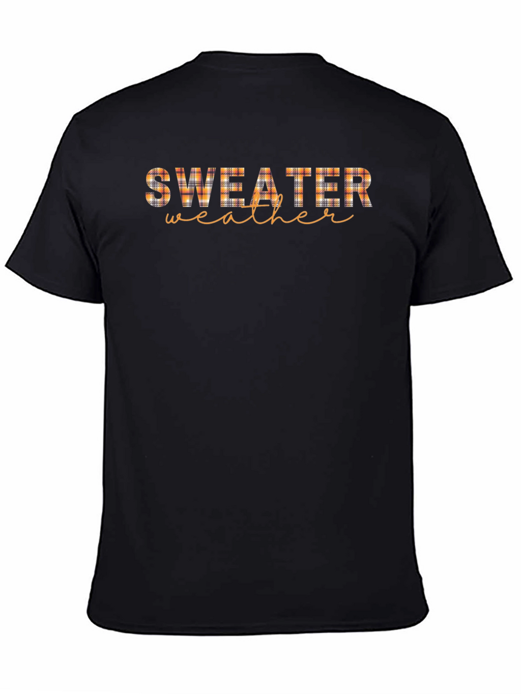 Sweater Weather Plaid Print Black T-Shirt
