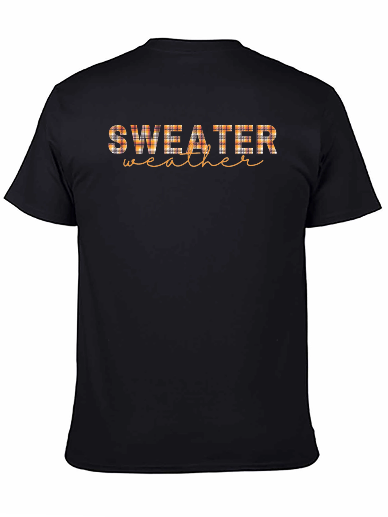 Sweater Weather Plaid Print Black T-Shirt