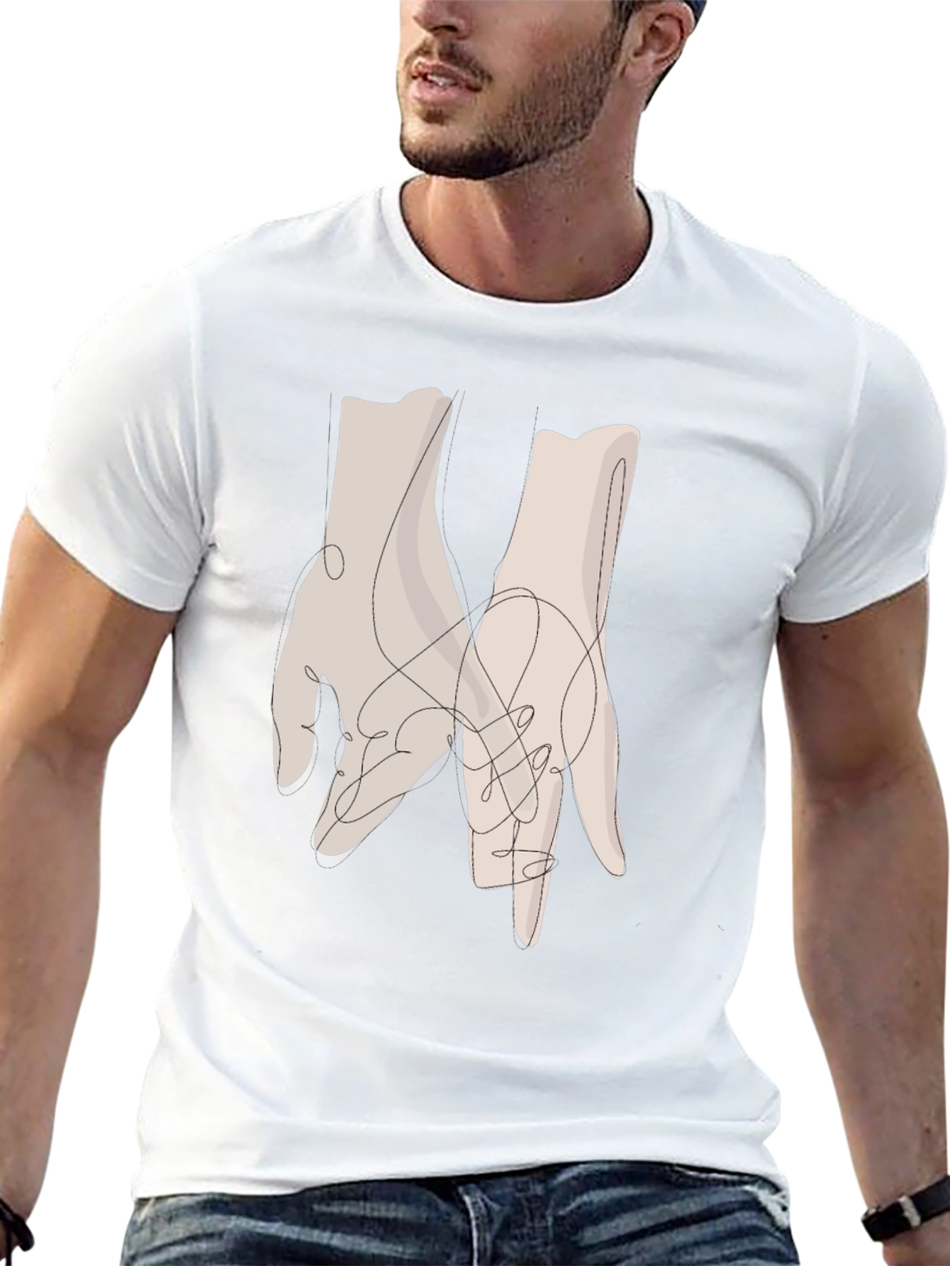 Minimalist Hands Graphic Black Tee