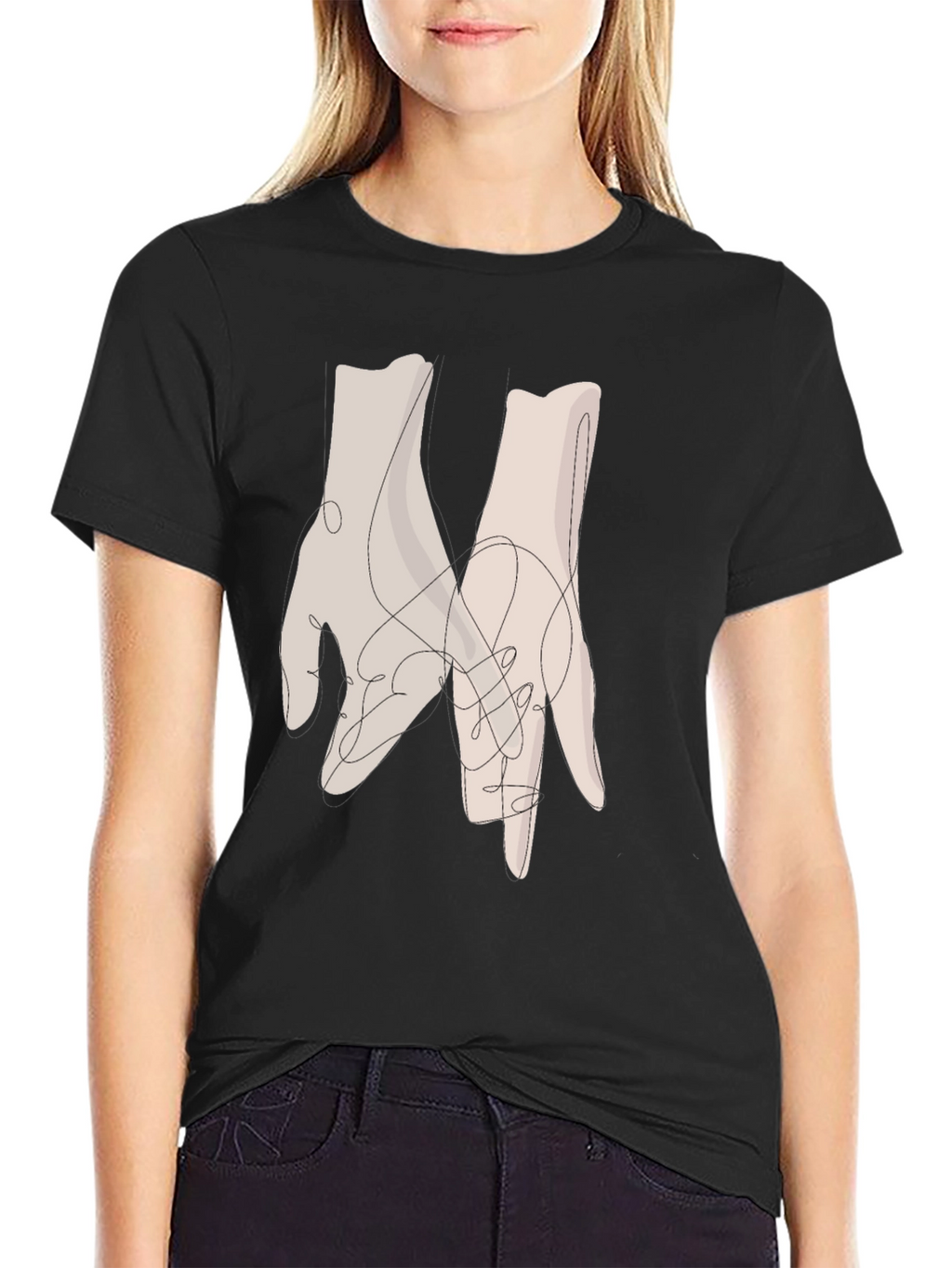 Minimalist Hands Graphic Black Tee